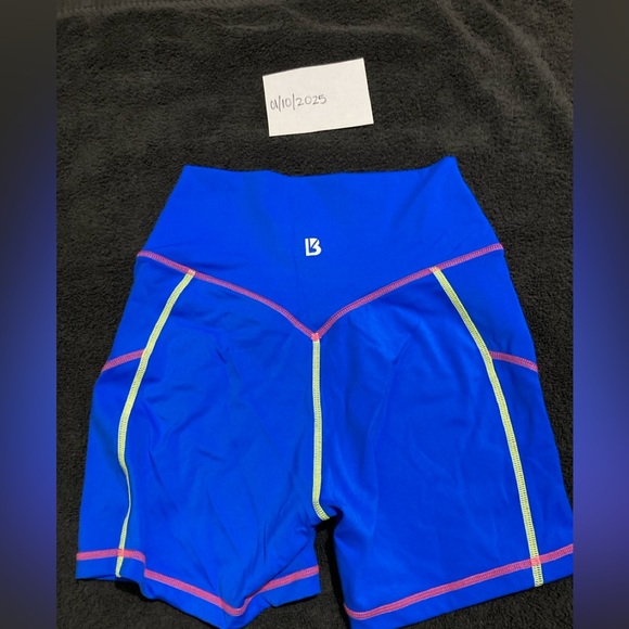 BuffBunny Blue Athletic Shorts with Pink and Yellow Accents - Picture 4 of 4